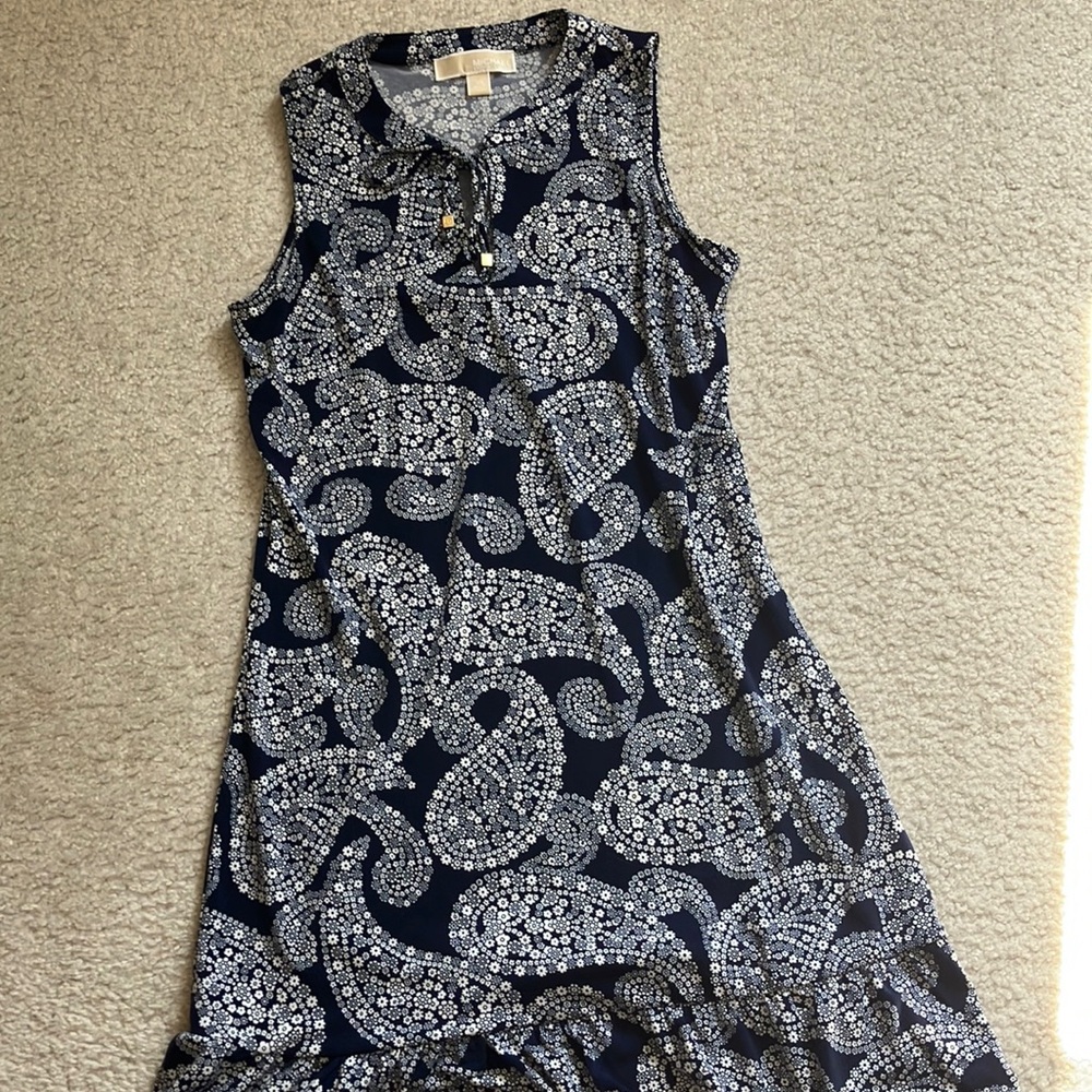 Navy Paisley Dress